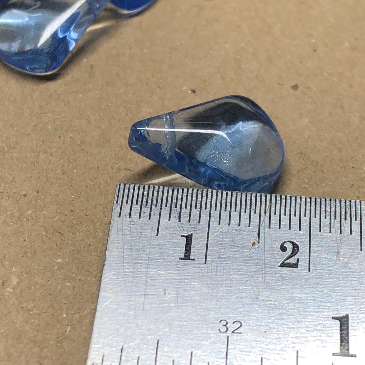 Blue round edge fan glass beads