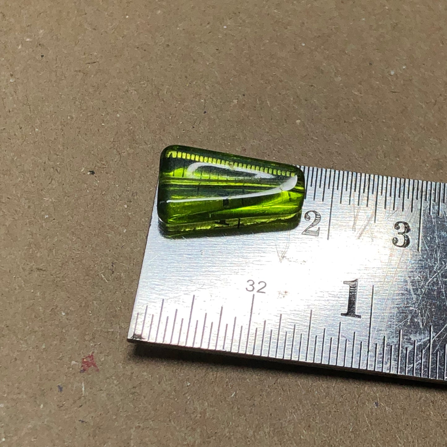 Green rhomboid glass beads