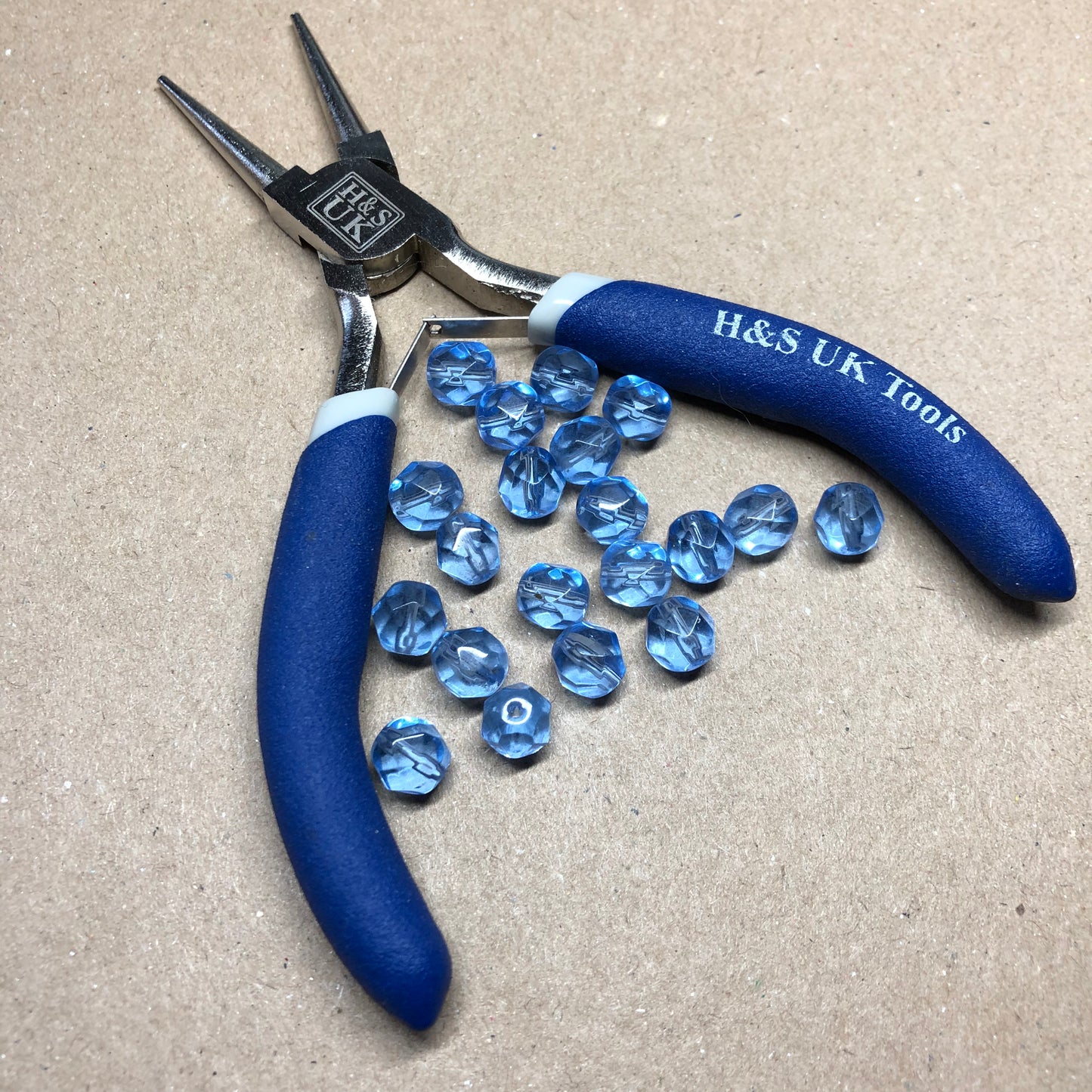 Blue faceted glass beads