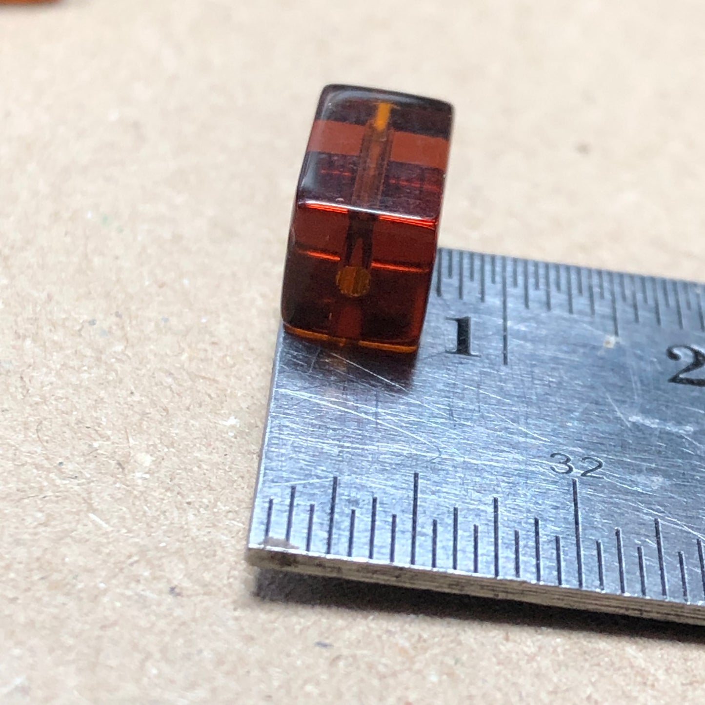 Brown rectangle tube glass beads