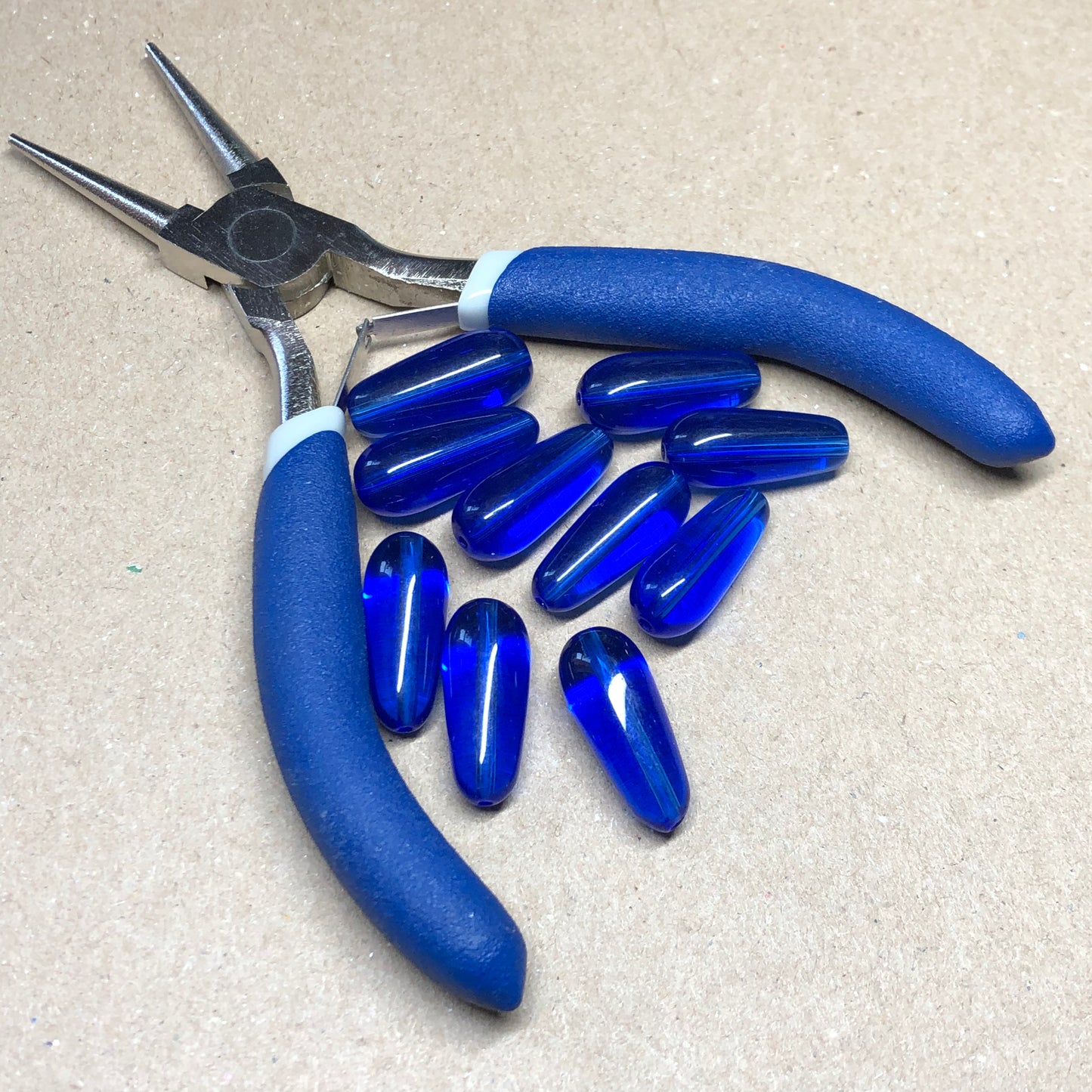 Cobalt blue elongated glass waterdrop beads