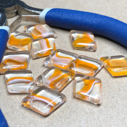 Orange diamond shaped glass beads