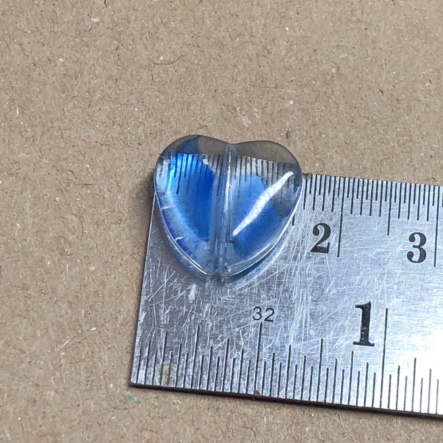 Blue heart shaped glass beads