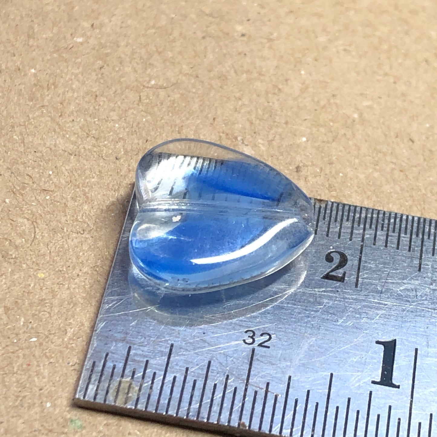 Blue heart shaped glass beads