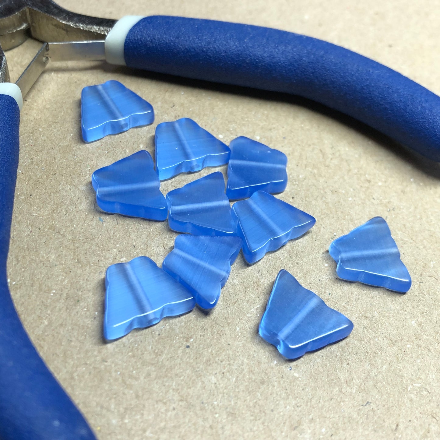 Blue cats eye glass butterfly beads