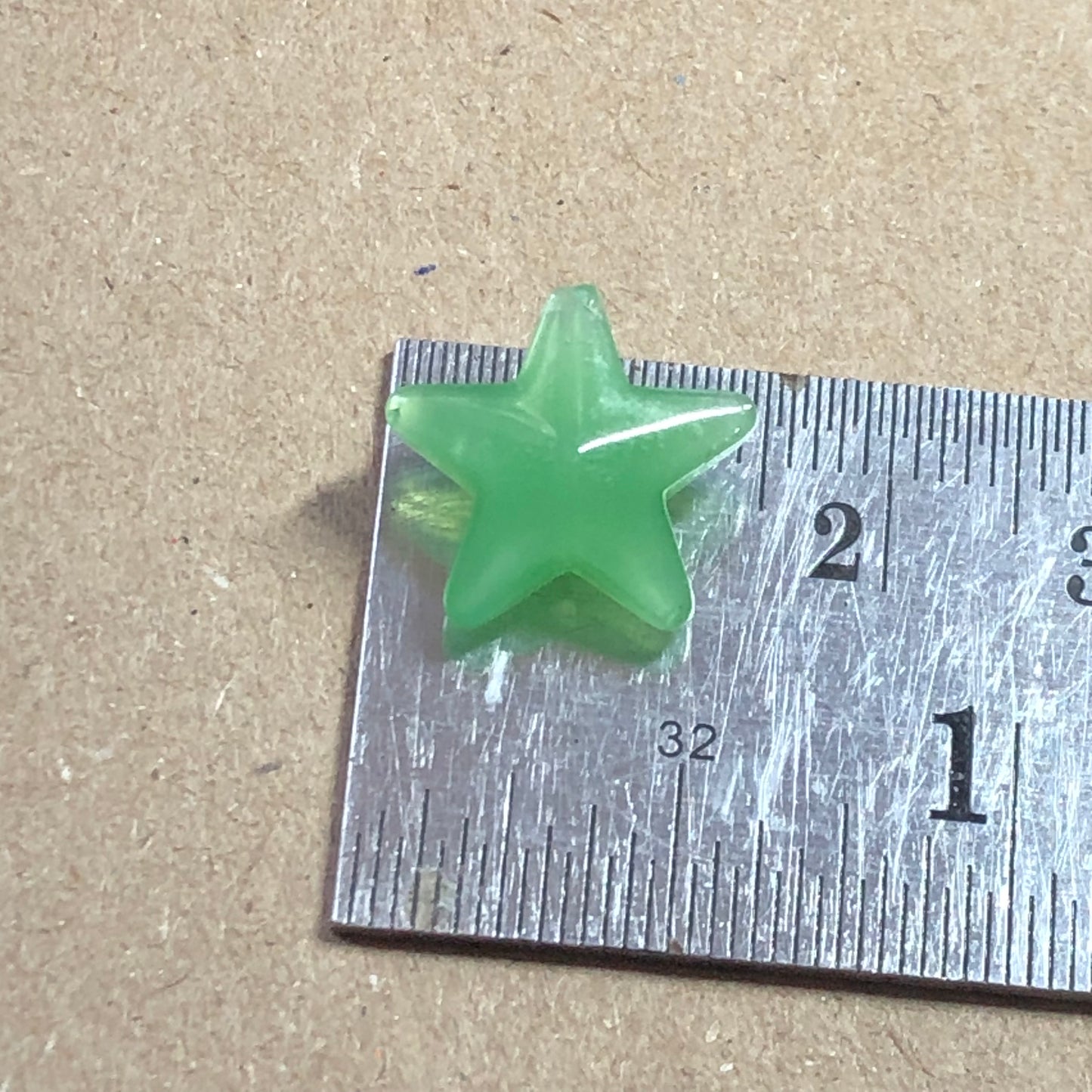 Green cats eye glass star beads