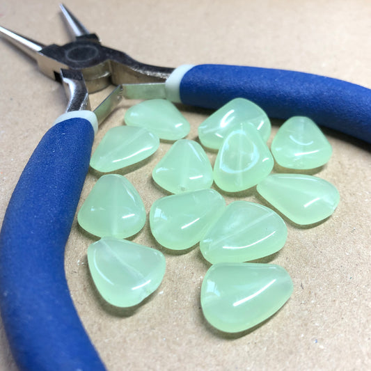 Opaque mint green peardrop glass beads