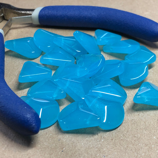 Opaque spearmint blue round edge fan glass beads